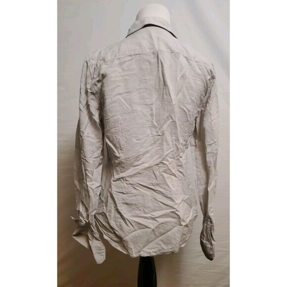 Theory Dulcie Linen Blend Beige Stretch Long Sleeve Button Up Shirt Women Medium - Picture 3 of 10